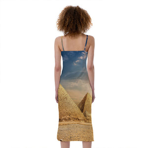 Pyramid Sunset Print Slim Fit Midi Cami Dress