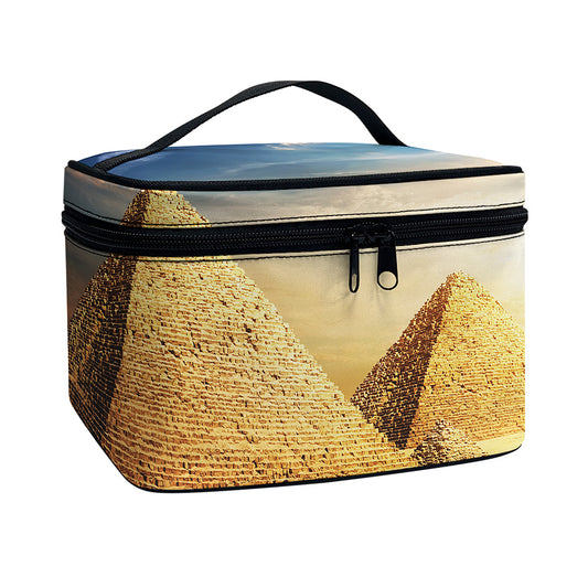 Pyramid Sunset Print Travel Makeup Bag