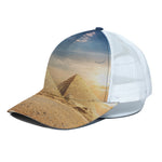Pyramid Sunset Print White Mesh Trucker Cap