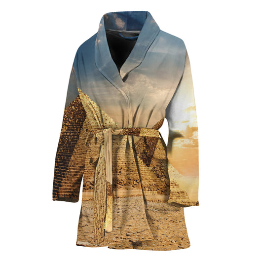 Pyramid Sunset Print Women's Bathrobe