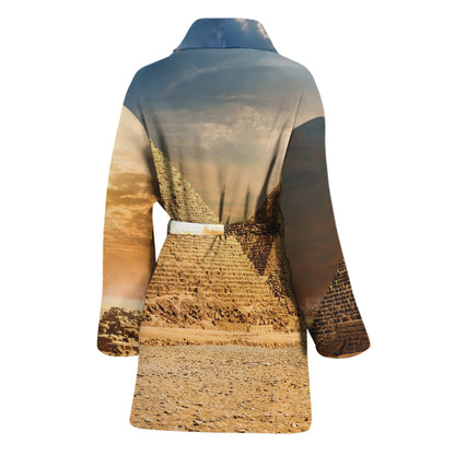 Pyramid Sunset Print Women's Bathrobe