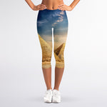Pyramid Sunset Print Women's Capri Leggings