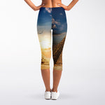 Pyramid Sunset Print Women's Capri Leggings