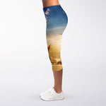 Pyramid Sunset Print Women's Capri Leggings