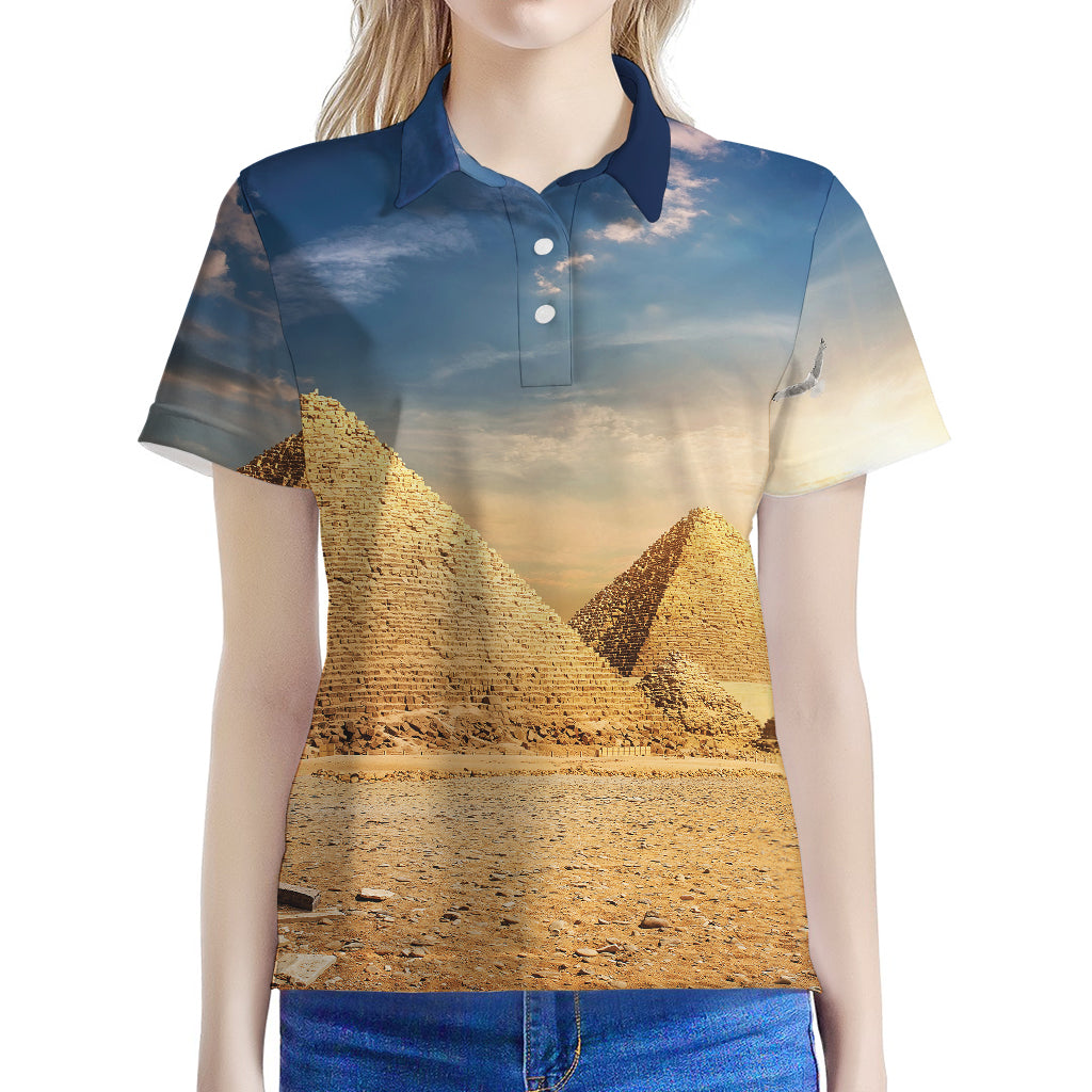 Pyramid Sunset Print Women's Polo Shirt