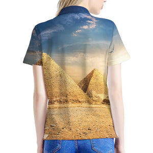 Pyramid Sunset Print Women's Polo Shirt