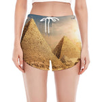 Pyramid Sunset Print Women's Split Running Shorts