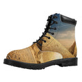 Pyramid Sunset Print Padded Collar Lace Up Boots