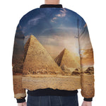 Pyramid Sunset Print Zip Sleeve Bomber Jacket