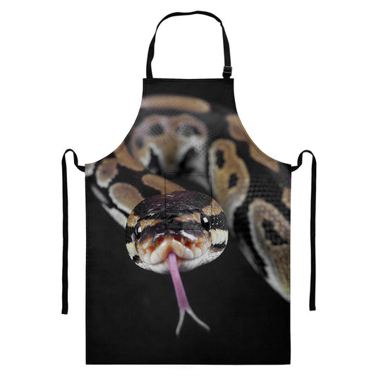 Python Snake Print Bib Apron With Pocket