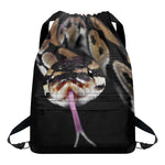 Python Snake Print Drawstring Backpack