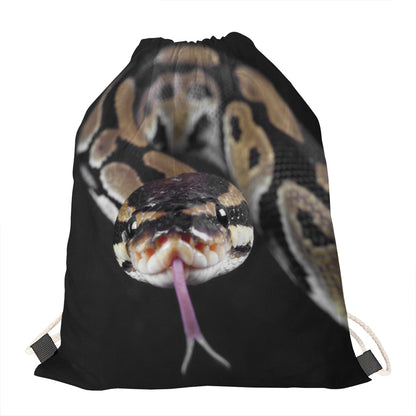 Python Snake Print Drawstring Bag