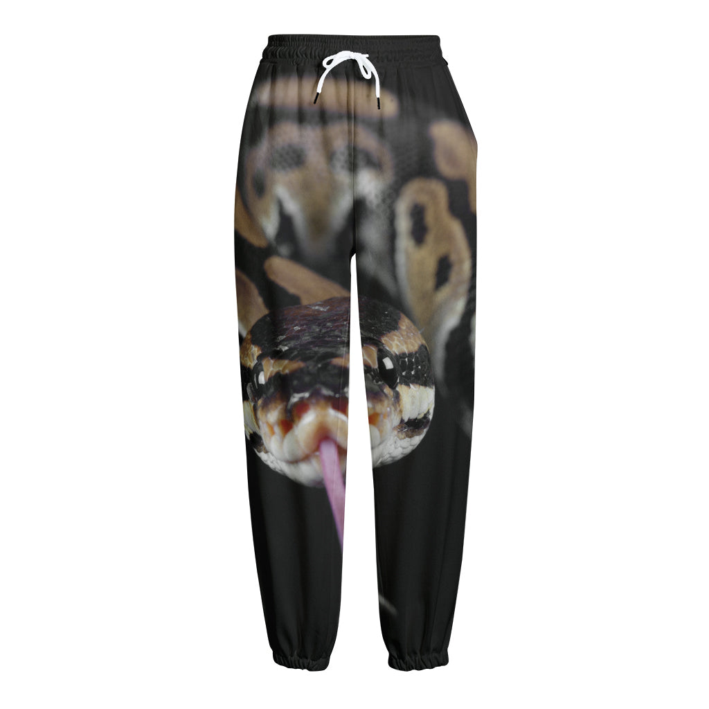 Python Snake Print Fleece Lined Knit Pants