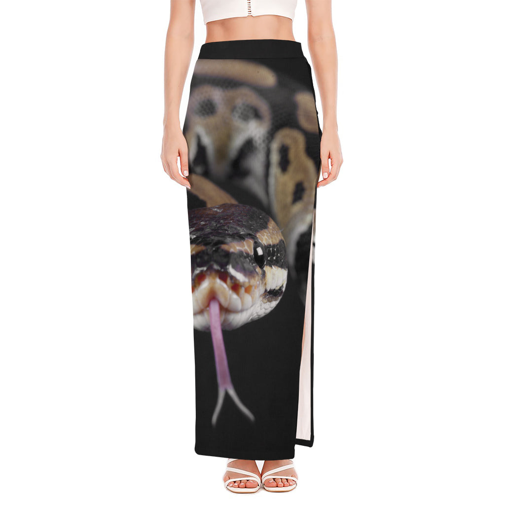 Python Snake Print High Slit Maxi Skirt