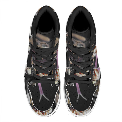 Python Snake Print High Top Leather Sneakers