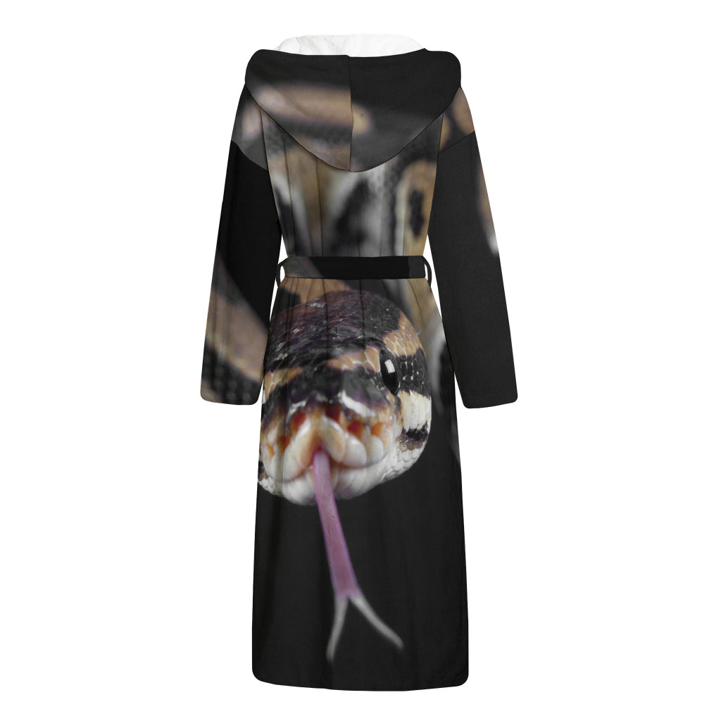 Python Snake Print Hooded Bathrobe