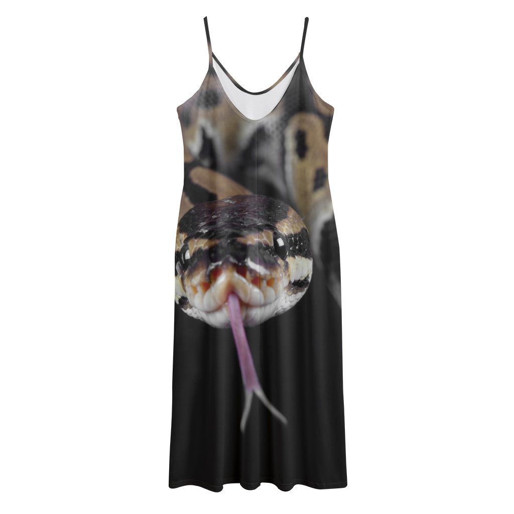 Python Snake Print Jersey Midi Cami Dress
