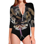 Python Snake Print Long Sleeve Swimsuit