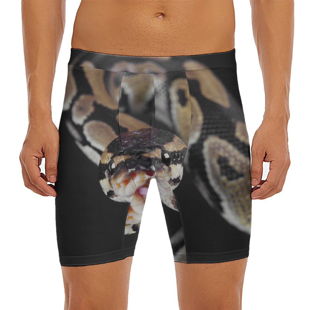 Python Snake Print Men's Long Boxer Briefs