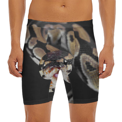 Python Snake Print Men's Long Boxer Briefs