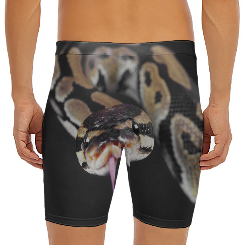 Python Snake Print Men's Long Boxer Briefs