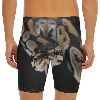 Python Snake Print Men's Long Boxer Briefs