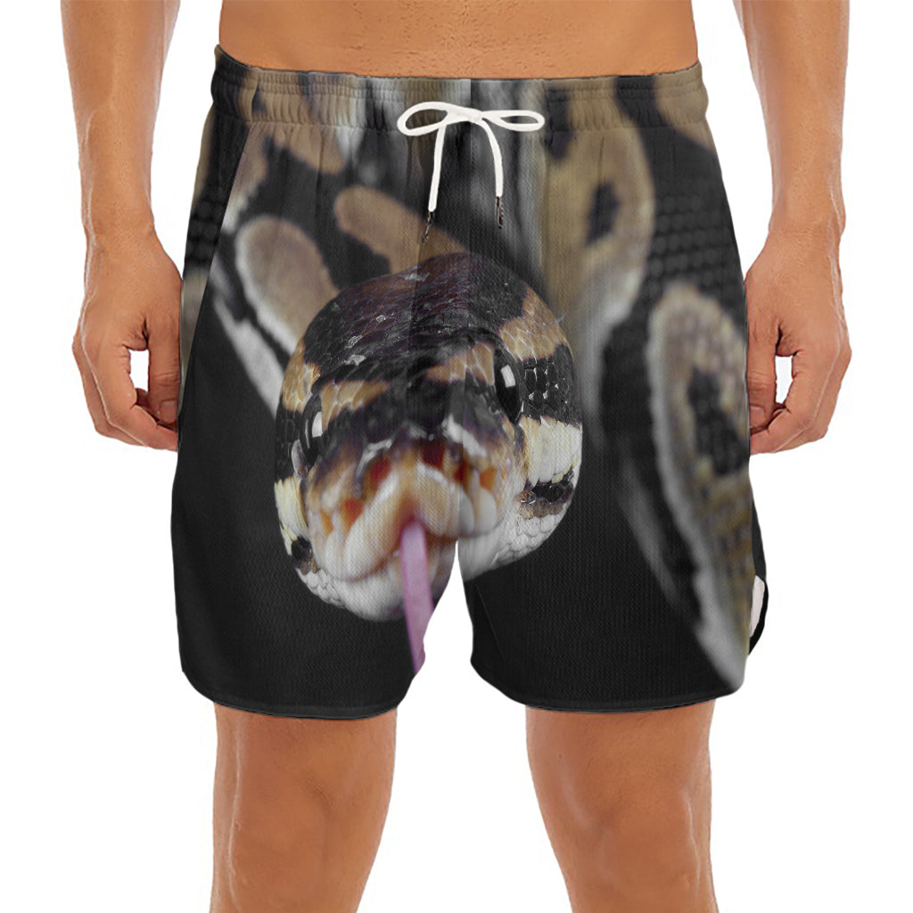 Python Snake Print Men's Split Running Shorts