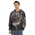 Python Snake Print Men's Velvet Pullover Hoodie