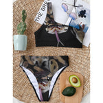 Python Snake Print One Shoulder Bikini Top