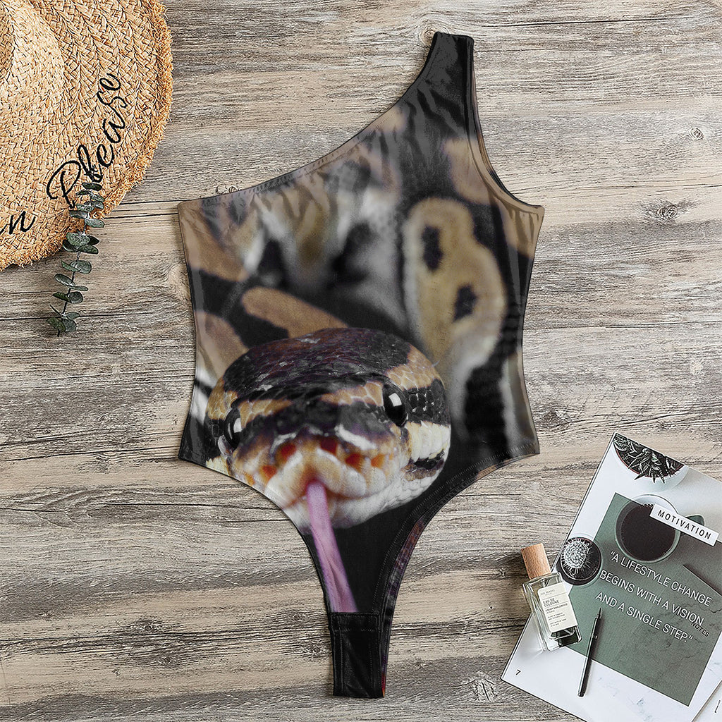 Python Snake Print One Shoulder Bodysuit