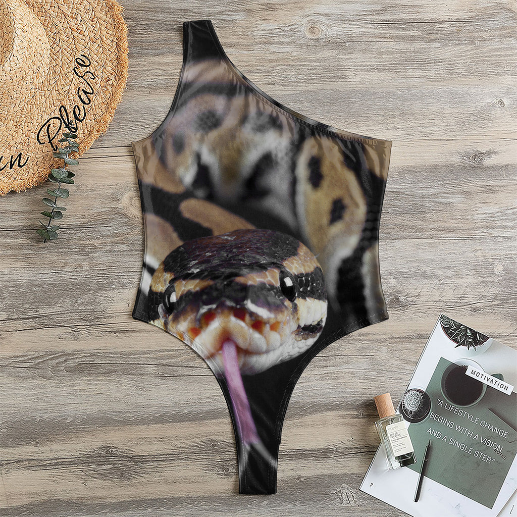 Python Snake Print One Shoulder Bodysuit