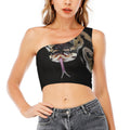Python Snake Print One Shoulder Crop Top