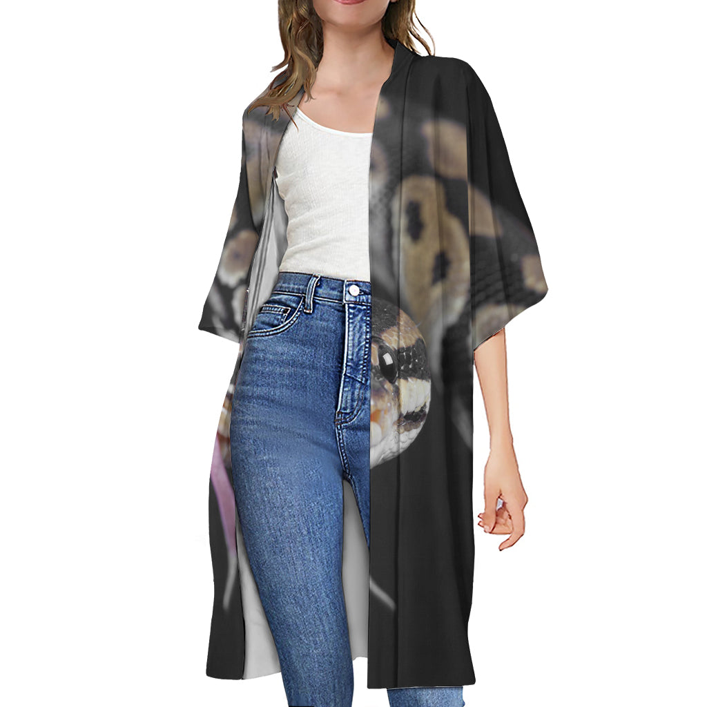 Python Snake Print Open Front Beach Cover Up