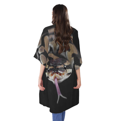 Python Snake Print Open Front Beach Cover Up