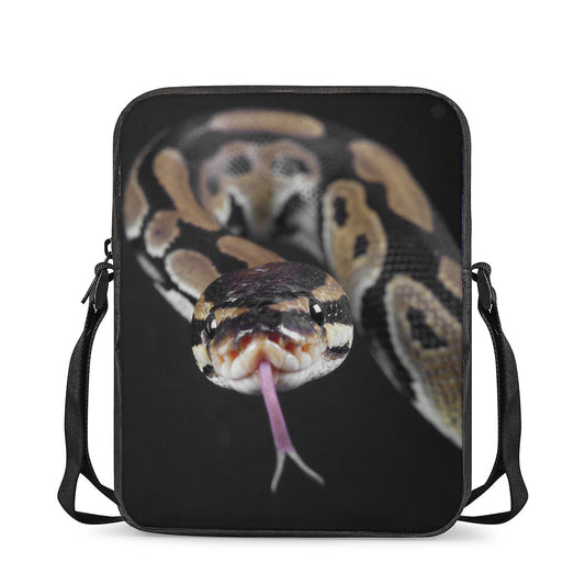 Python Snake Print Rectangular Crossbody Bag