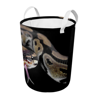 Python Snake Print Round Laundry Basket