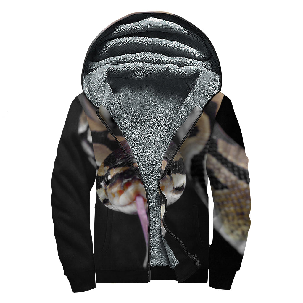 Python Snake Print Sherpa Lined Zip Up Hoodie