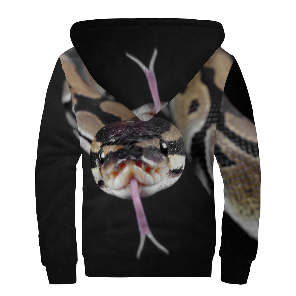 Python Snake Print Sherpa Lined Zip Up Hoodie