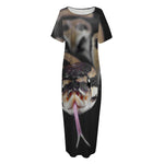 Python Snake Print Short Sleeve Long Nightdress
