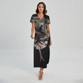 Python Snake Print Short Sleeve Maxi Dress