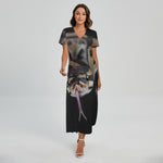 Python Snake Print Short Sleeve Maxi Dress