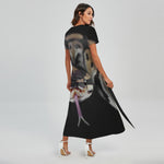 Python Snake Print Short Sleeve Maxi Dress