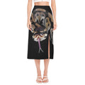 Python Snake Print Side Slit Midi Skirt
