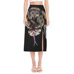 Python Snake Print Side Slit Midi Skirt
