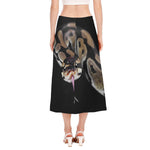Python Snake Print Side Slit Midi Skirt