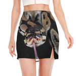 Python Snake Print Side Slit Mini Skirt