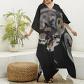 Python Snake Print Silk V-Neck Kaftan Dress