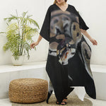 Python Snake Print Silk V-Neck Kaftan Dress