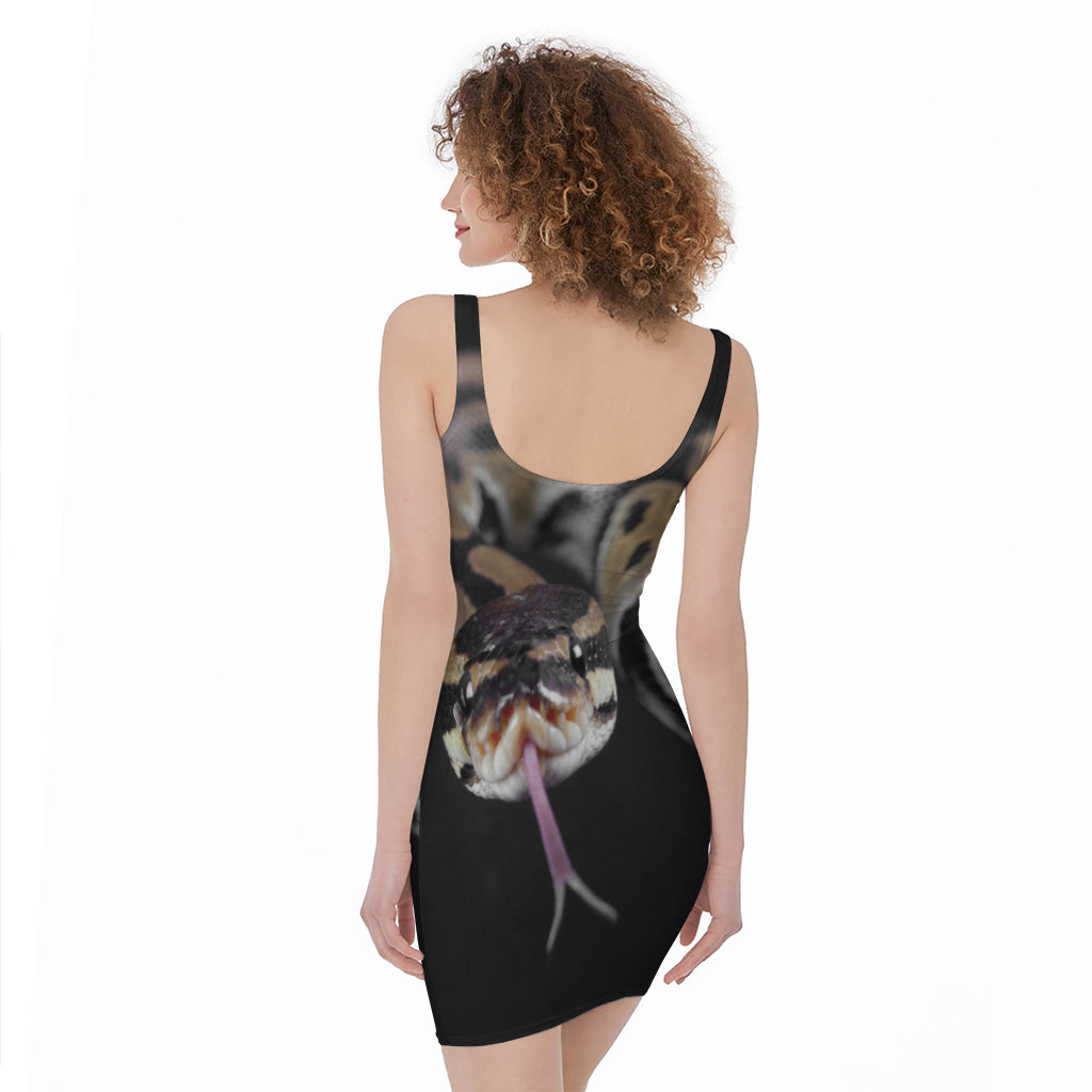 Python Snake Print Sleeveless Bodycon Dress