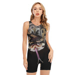 Python Snake Print Sleeveless One Piece Swimsuit
